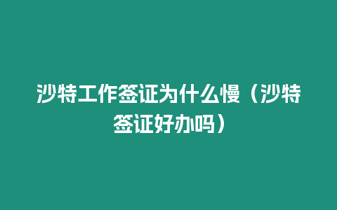 沙特工作簽證為什么慢（沙特簽證好辦嗎）