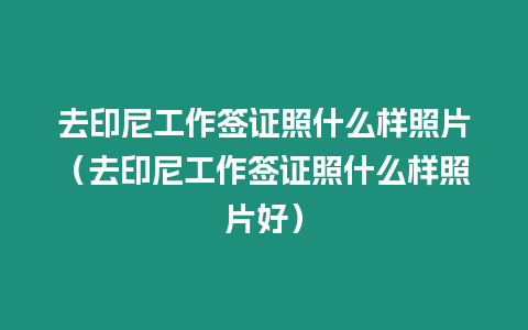 去印尼工作簽證照什么樣照片（去印尼工作簽證照什么樣照片好）