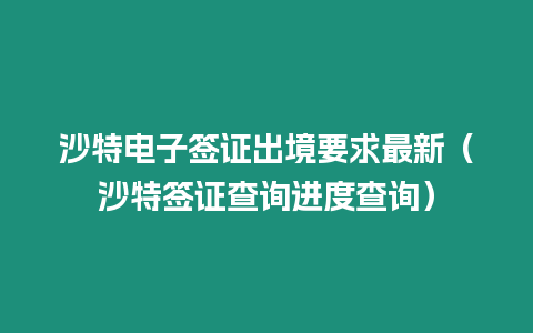 沙特電子簽證出境要求最新（沙特簽證查詢進度查詢）