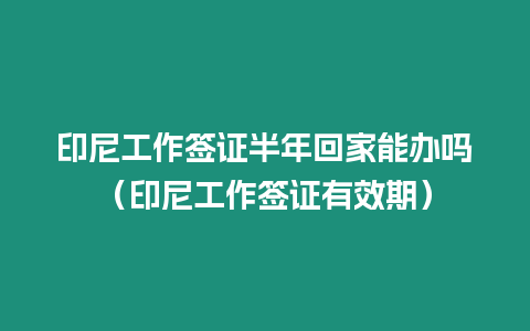 印尼工作簽證半年回家能辦嗎（印尼工作簽證有效期）