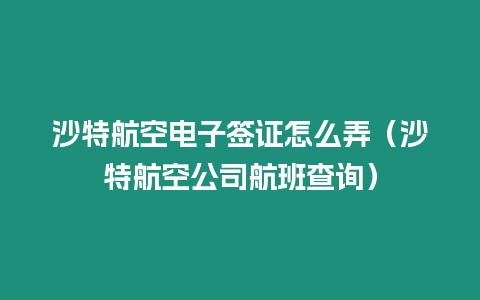 沙特航空電子簽證怎么弄（沙特航空公司航班查詢）