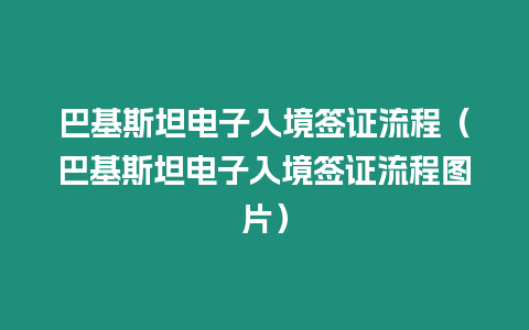 巴基斯坦電子入境簽證流程（巴基斯坦電子入境簽證流程圖片）