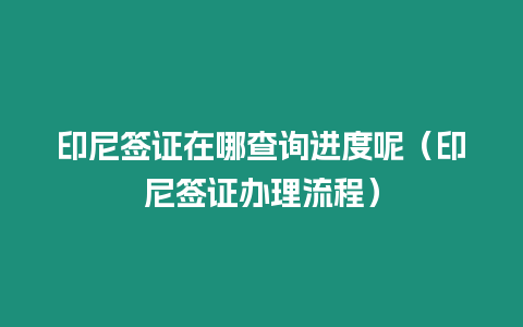 印尼簽證在哪查詢進度呢（印尼簽證辦理流程）