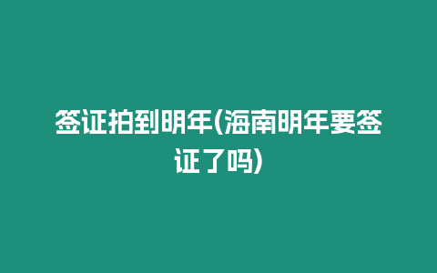 簽證拍到明年(海南明年要簽證了嗎)