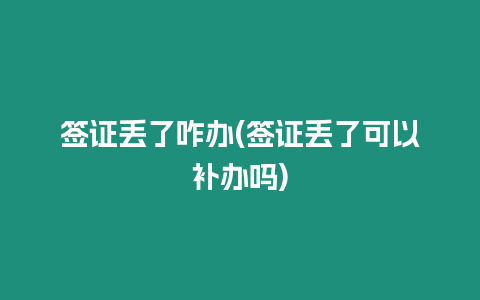 簽證丟了咋辦(簽證丟了可以補辦嗎)