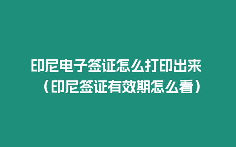 印尼電子簽證怎么打印出來 （印尼簽證有效期怎么看）