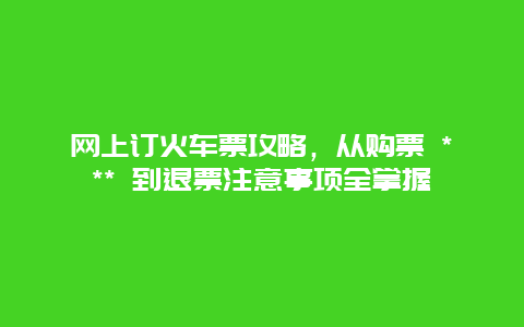 網(wǎng)上訂火車票攻略，從購票 *** 到退票注意事項全掌握