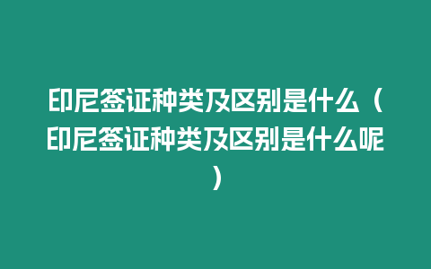 印尼簽證種類及區別是什么（印尼簽證種類及區別是什么呢）