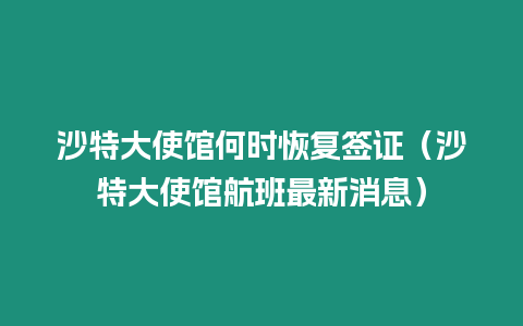 沙特大使館何時(shí)恢復(fù)簽證（沙特大使館航班最新消息）