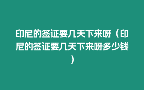 印尼的簽證要幾天下來呀（印尼的簽證要幾天下來呀多少錢）