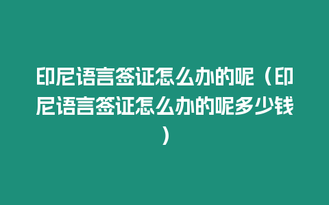 印尼語言簽證怎么辦的呢（印尼語言簽證怎么辦的呢多少錢）