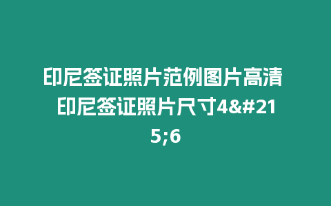 印尼簽證照片范例圖片高清 印尼簽證照片尺寸4×6