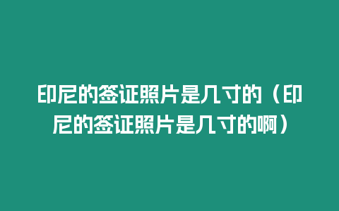 印尼的簽證照片是幾寸的（印尼的簽證照片是幾寸的啊）