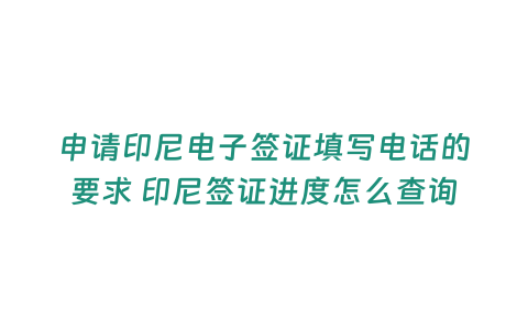 申請(qǐng)印尼電子簽證填寫電話的要求 印尼簽證進(jìn)度怎么查詢