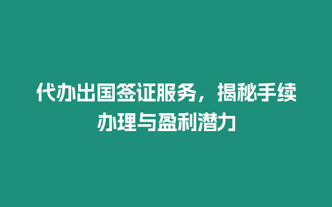 代辦出國簽證服務，揭秘手續辦理與盈利潛力