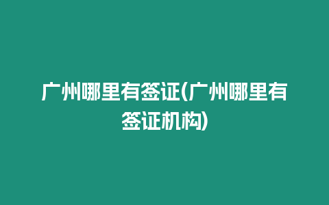 廣州哪里有簽證(廣州哪里有簽證機構)