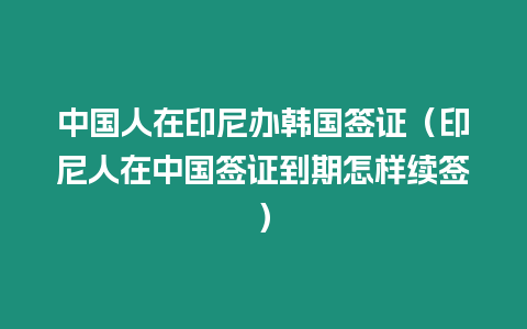 中國人在印尼辦韓國簽證（印尼人在中國簽證到期怎樣續簽）