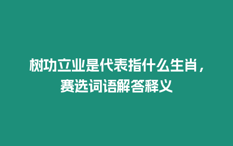 樹功立業是代表指什么生肖，賽選詞語解答釋義