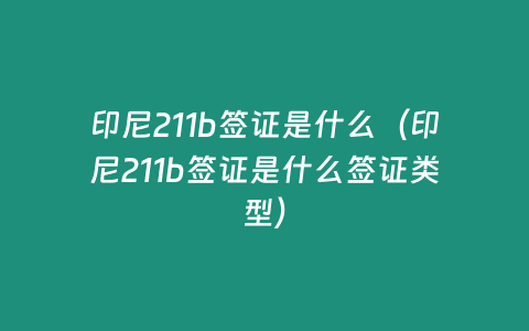 印尼211b簽證是什么（印尼211b簽證是什么簽證類型）