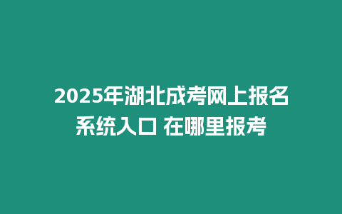 2025年湖北成考網(wǎng)上報(bào)名系統(tǒng)入口 在哪里報(bào)考