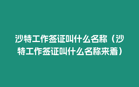 沙特工作簽證叫什么名稱（沙特工作簽證叫什么名稱來著）