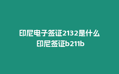 印尼電子簽證2132是什么 印尼簽證b211b