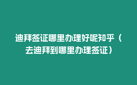 迪拜簽證哪里辦理好呢知乎（去迪拜到哪里辦理簽證）