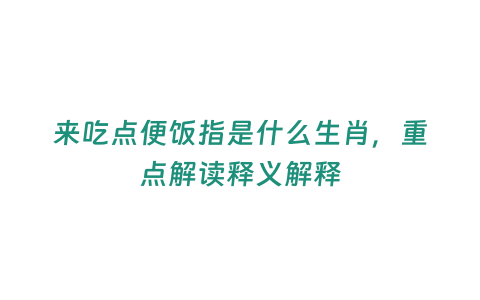 來吃點便飯指是什么生肖，重點解讀釋義解釋