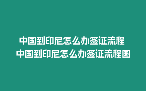 中國到印尼怎么辦簽證流程 中國到印尼怎么辦簽證流程圖