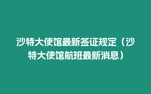 沙特大使館最新簽證規定（沙特大使館航班最新消息）