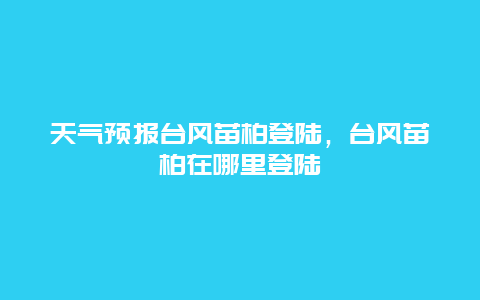 天氣預報臺風苗柏登陸，臺風苗柏在哪里登陸