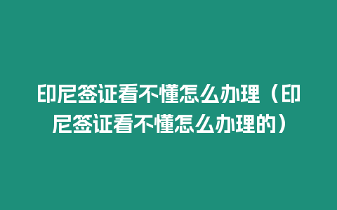 印尼簽證看不懂怎么辦理（印尼簽證看不懂怎么辦理的）