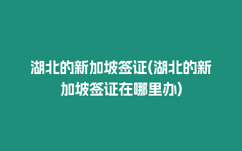 湖北的新加坡簽證(湖北的新加坡簽證在哪里辦)