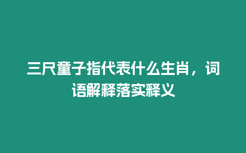 三尺童子指代表什么生肖，詞語解釋落實釋義