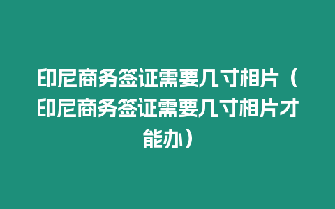 印尼商務(wù)簽證需要幾寸相片（印尼商務(wù)簽證需要幾寸相片才能辦）