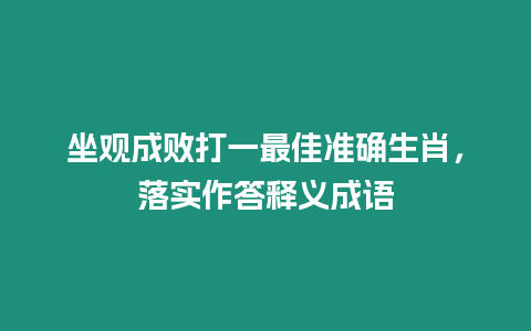 坐觀成敗打一最佳準確生肖，落實作答釋義成語