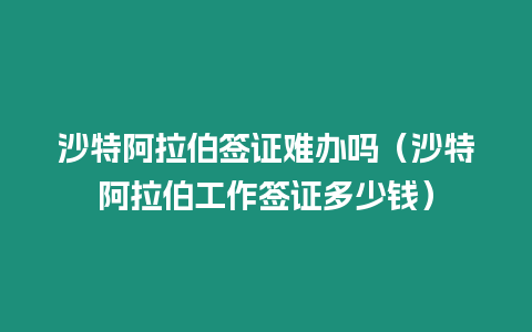 沙特阿拉伯簽證難辦嗎（沙特阿拉伯工作簽證多少錢）