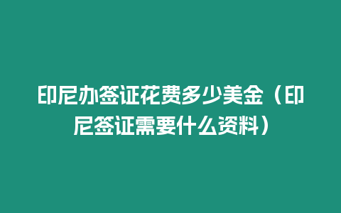 印尼辦簽證花費多少美金（印尼簽證需要什么資料）