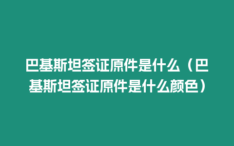 巴基斯坦簽證原件是什么（巴基斯坦簽證原件是什么顏色）