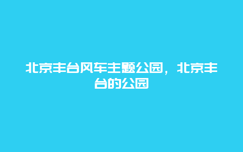 北京豐臺風(fēng)車主題公園，北京豐臺的公園