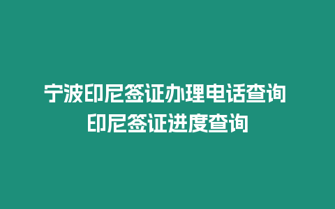 寧波印尼簽證辦理電話查詢 印尼簽證進度查詢