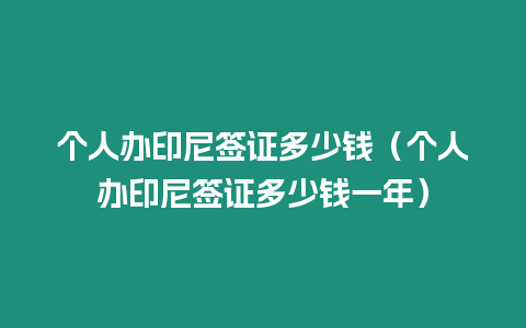 個(gè)人辦印尼簽證多少錢（個(gè)人辦印尼簽證多少錢一年）