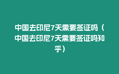 中國去印尼7天需要簽證嗎（中國去印尼7天需要簽證嗎知乎）