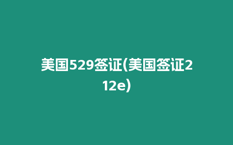 美國(guó)529簽證(美國(guó)簽證212e)