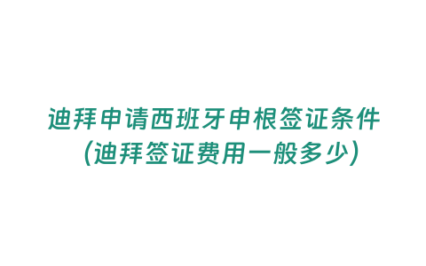 迪拜申請西班牙申根簽證條件（迪拜簽證費用一般多少）