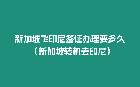 新加坡飛印尼簽證辦理要多久（新加坡轉(zhuǎn)機(jī)去印尼）