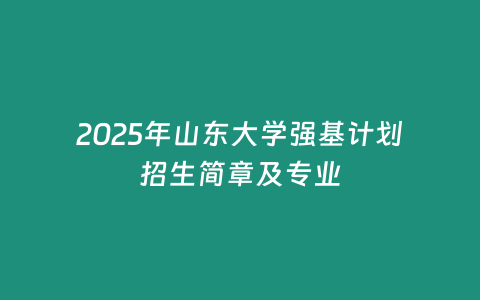 2025年山東大學強基計劃招生簡章及專業