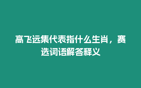 高飛遠(yuǎn)集代表指什么生肖，賽選詞語解答釋義