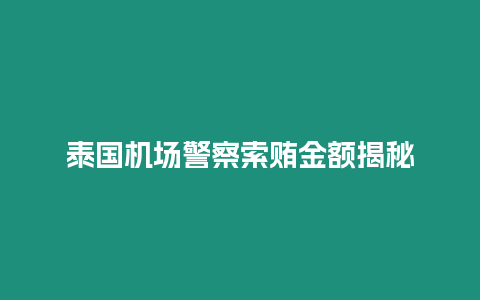 泰國機場警察索賄金額揭秘