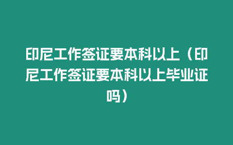 印尼工作簽證要本科以上（印尼工作簽證要本科以上畢業證嗎）